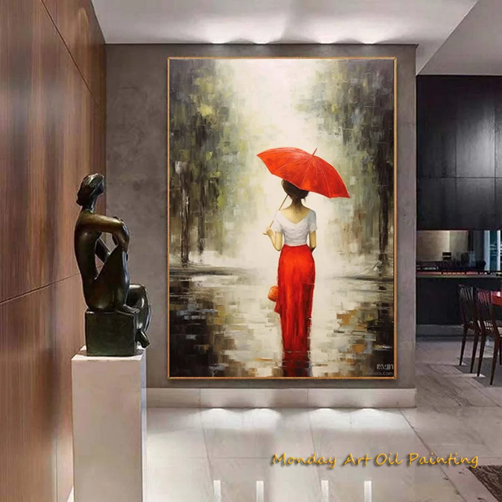 Handmade Large Abstract Vietnamese Girl Oil Painting Impressionism Figurative Oversized People Wall Art Modern Canvas Acrylic