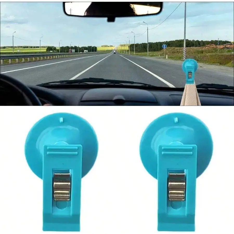 2PCS Suction Cup Card Bill Clip, Car Shade Window Round Sucker Clamp, Multi-Purpose Strong Metal Advertising Business Folder