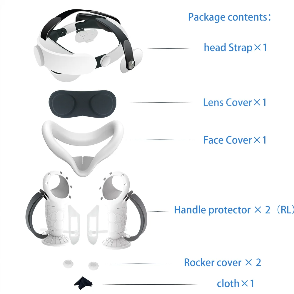 VR accessory set for Meta Quest 3S Upgraded Comfort Halo Head wear Sunshade Mask Spider Handle Cover Lens Cover