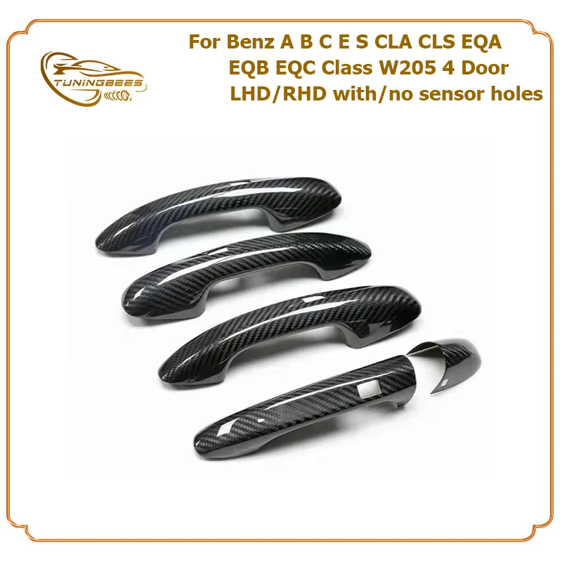 Full Dry Carbon Fiber Door Handle Cover Trim for Benz A B C E S CLA CLS EQA EQB EQC W205 4 Door 5 Pieces LHD/RHD 2014-ON