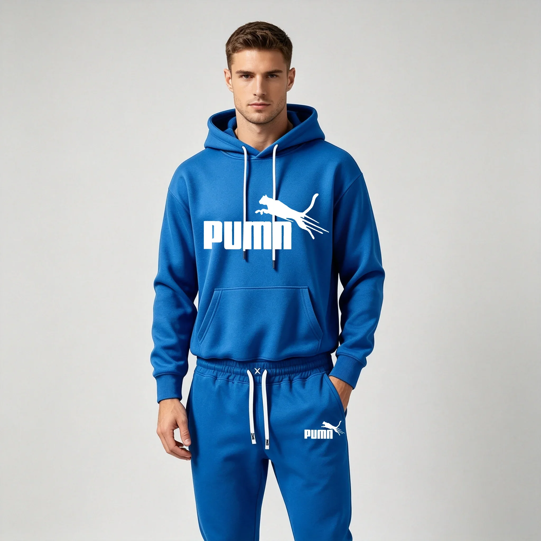 Men's Pieces Tracksuit Letter Print Hoodie+Jogger Pants Set Casual Streetwear Hooded Sweatshirt Suit Autumn Winter Sports Men