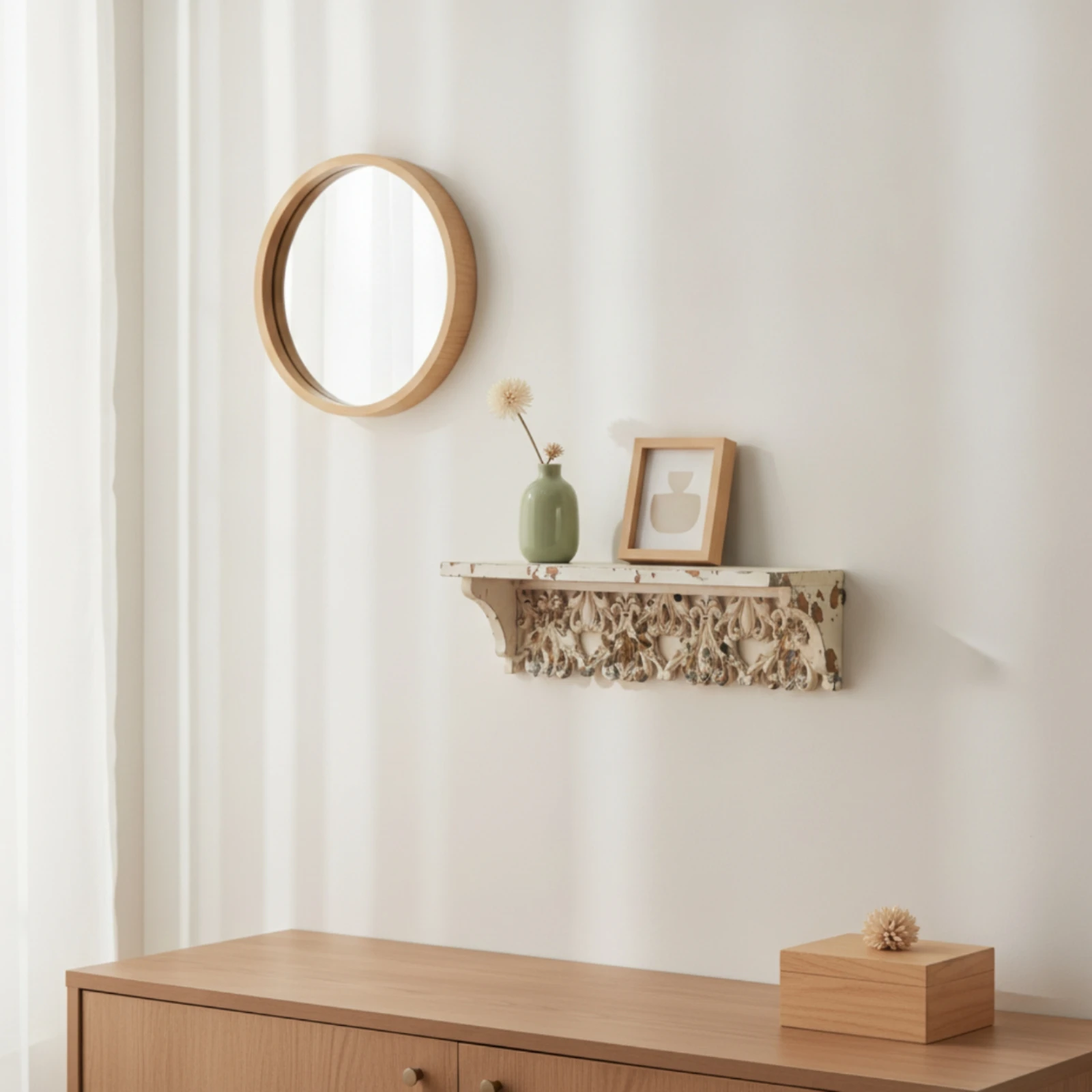 Scrollwork Wall Shelf Rustic Decorative Wall Shelf Compact Artistic for Bedroom, Entryway