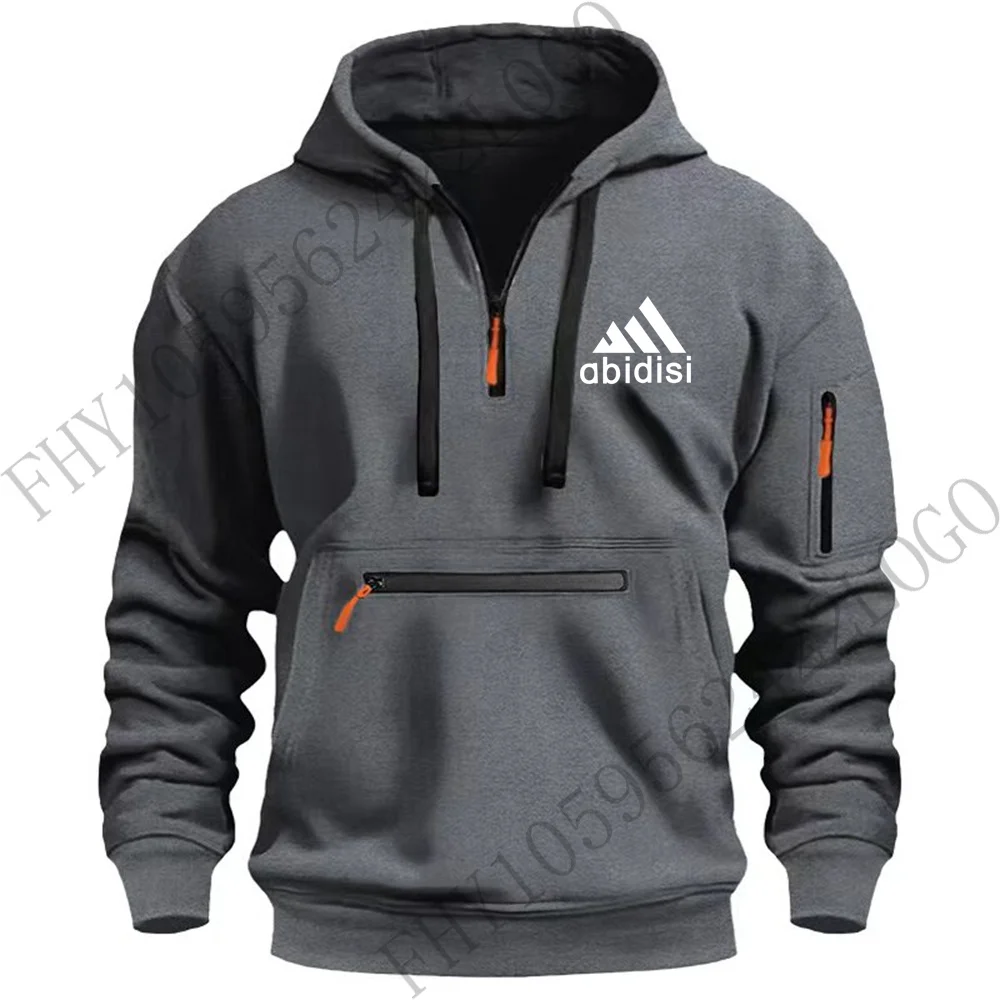 Felpa con cappuccio da uomo nuova moda autunno e inverno pullover da uomo outdoor sciolto multi-tasca stampato abbigliamento sportivo, felpa con cappuccio da uomo casual