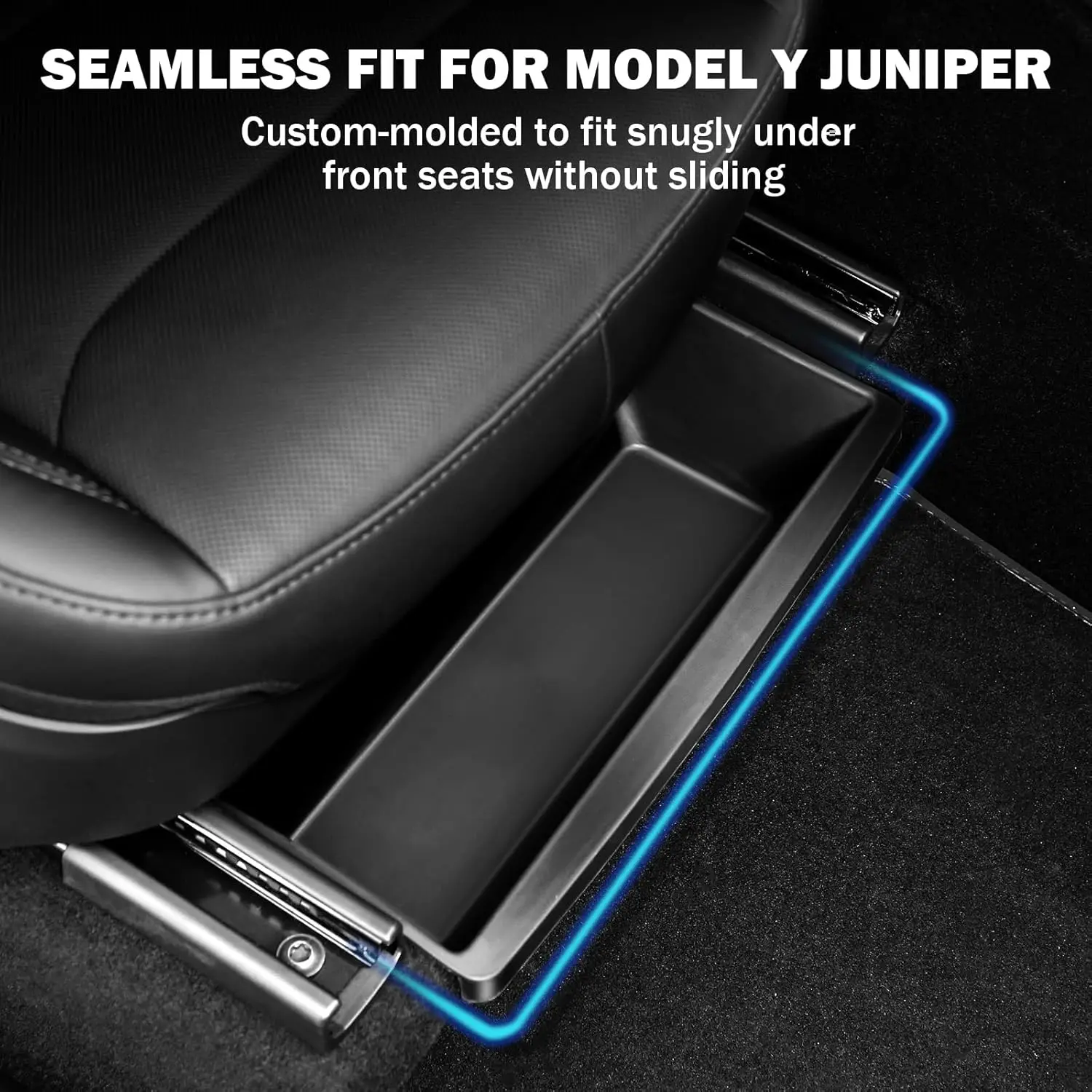 

Car Under Seat Storage Box Fit For 2026 Tesla Model Y Juniper 2025 Hidden Organizer Tray for Front Passenger Seats