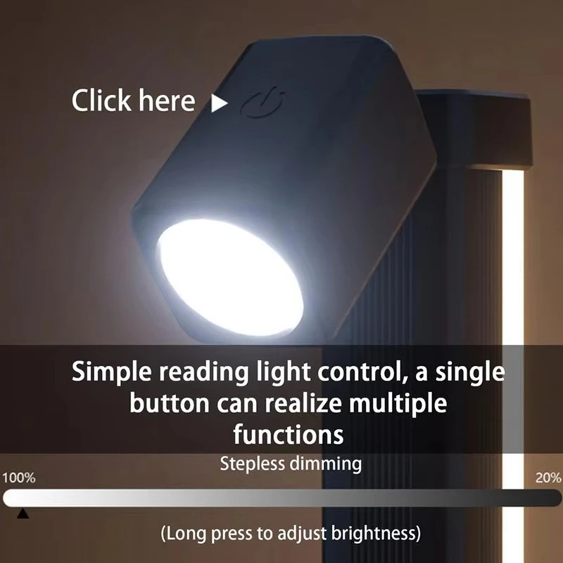 ABKJ-Dimmable Desk Lamp - Stepless Dimming, Eye-Caring Ambient Light, Adjustable Rotation For Reading And Study