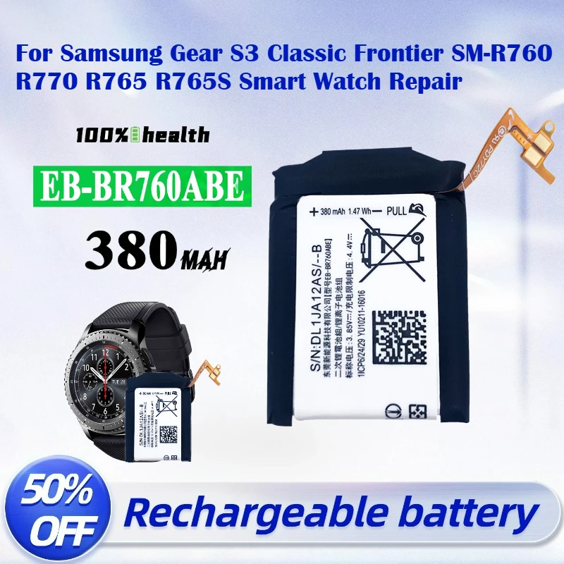 High-Quality EB-BR760ABE 380mAh 3.85V Battery For Samsung Gear S3 Classic Frontier SM-R760 R770 R765 R765S Smart Watch Repair