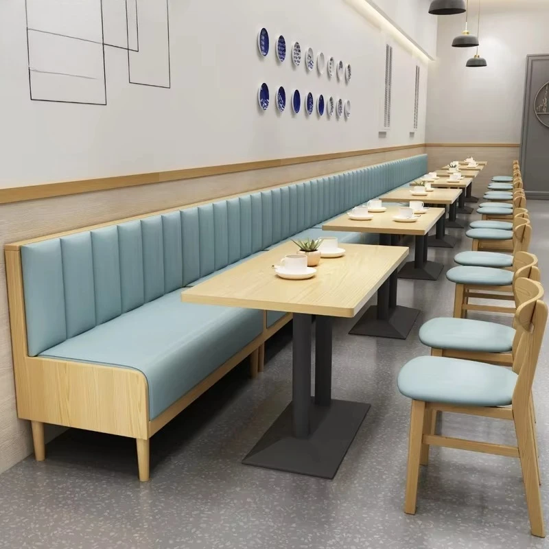 Modern Restaurant Table Chair Set Solid Wood Square Dining Combo for Cafe Burger Shop and Hot Pot