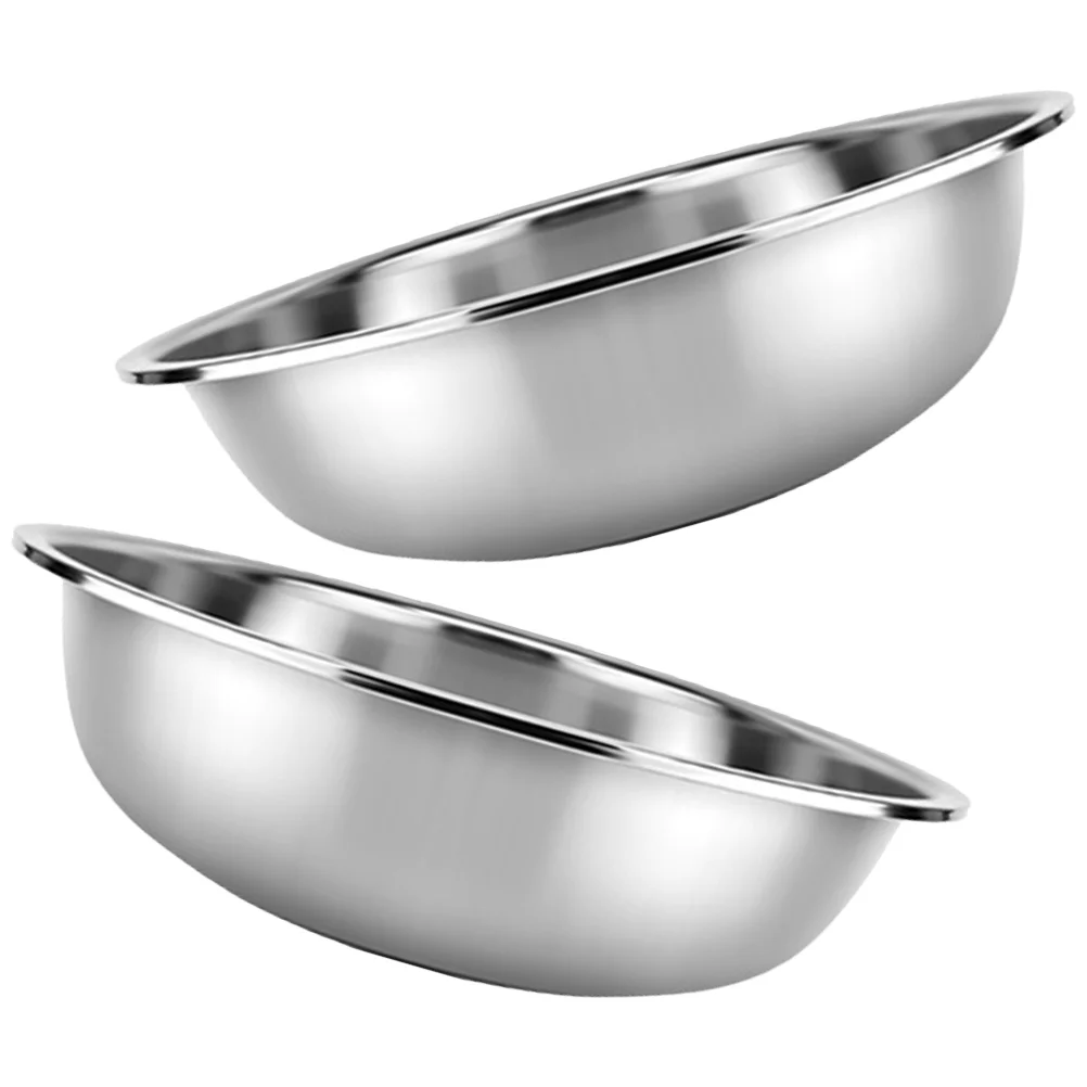 

2 Pcs Large Stainless Steel Vegetable Sink Salad Kitchen Sink Metal Drying Rack Round Basin Metal Bowl for Mixing