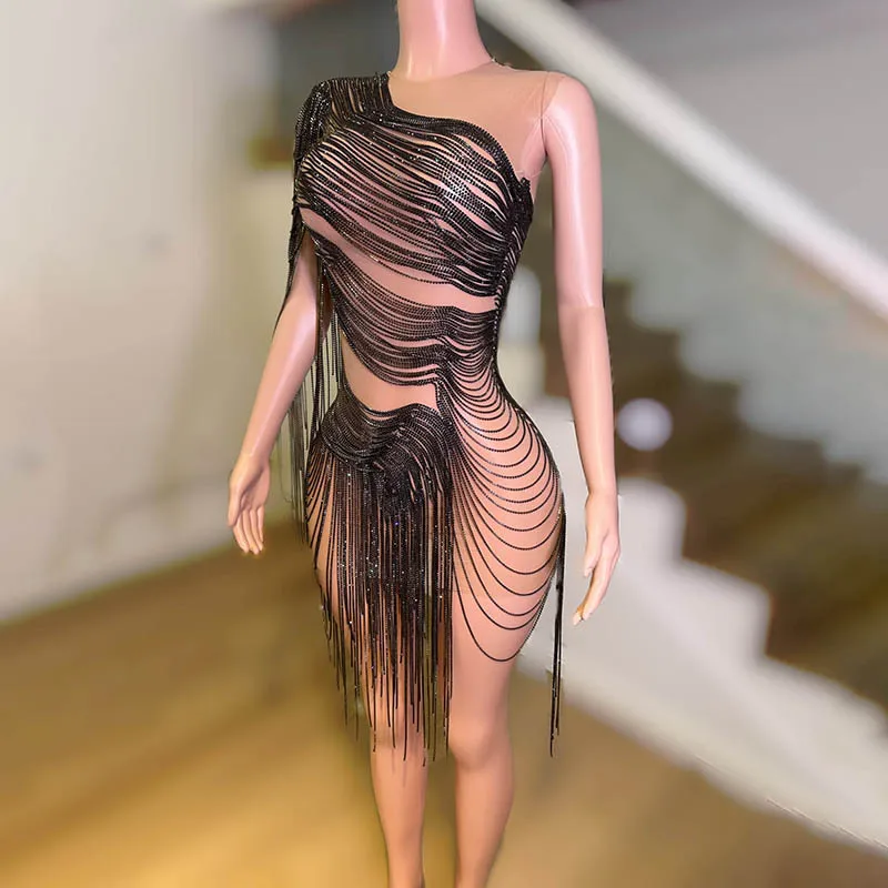 생일 의류 다이아몬드 드레스 파티 나이트 클럽 바 다이아몬드 세트 할로우 드레스 모델 Catwalk 연회 파티 Vestidos Fiesta De Lujo