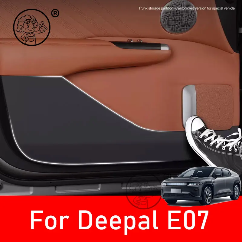 

For Deepal E07 2025 2026 Car Door Anti-kick Pad Carbon Fiber Leather Protection Film Stickers Decorative Mat Auto Accessories