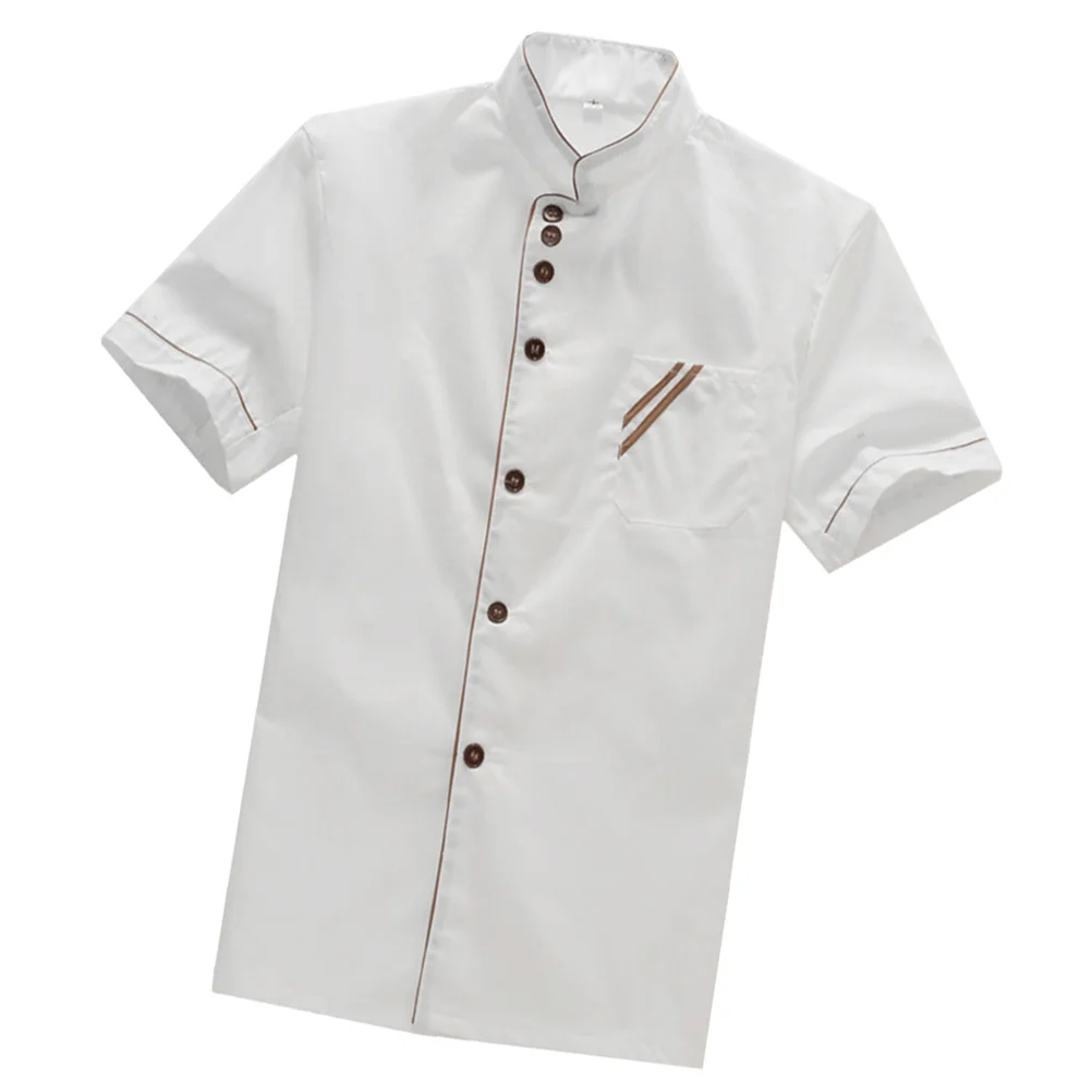 Catering Jackets Casual Loose Chef Clothing Coat Mens Shirt Half Sleeve Short Work