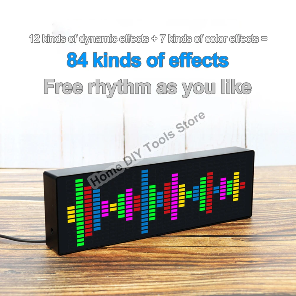 Aktywowany głosem LED Music Spectrum Rhythm Light Kolorowy 1624 Czujnik głosu RGB z wyświetlaczem zegara Wskaźnik poziomu dźwięku Miernik VU