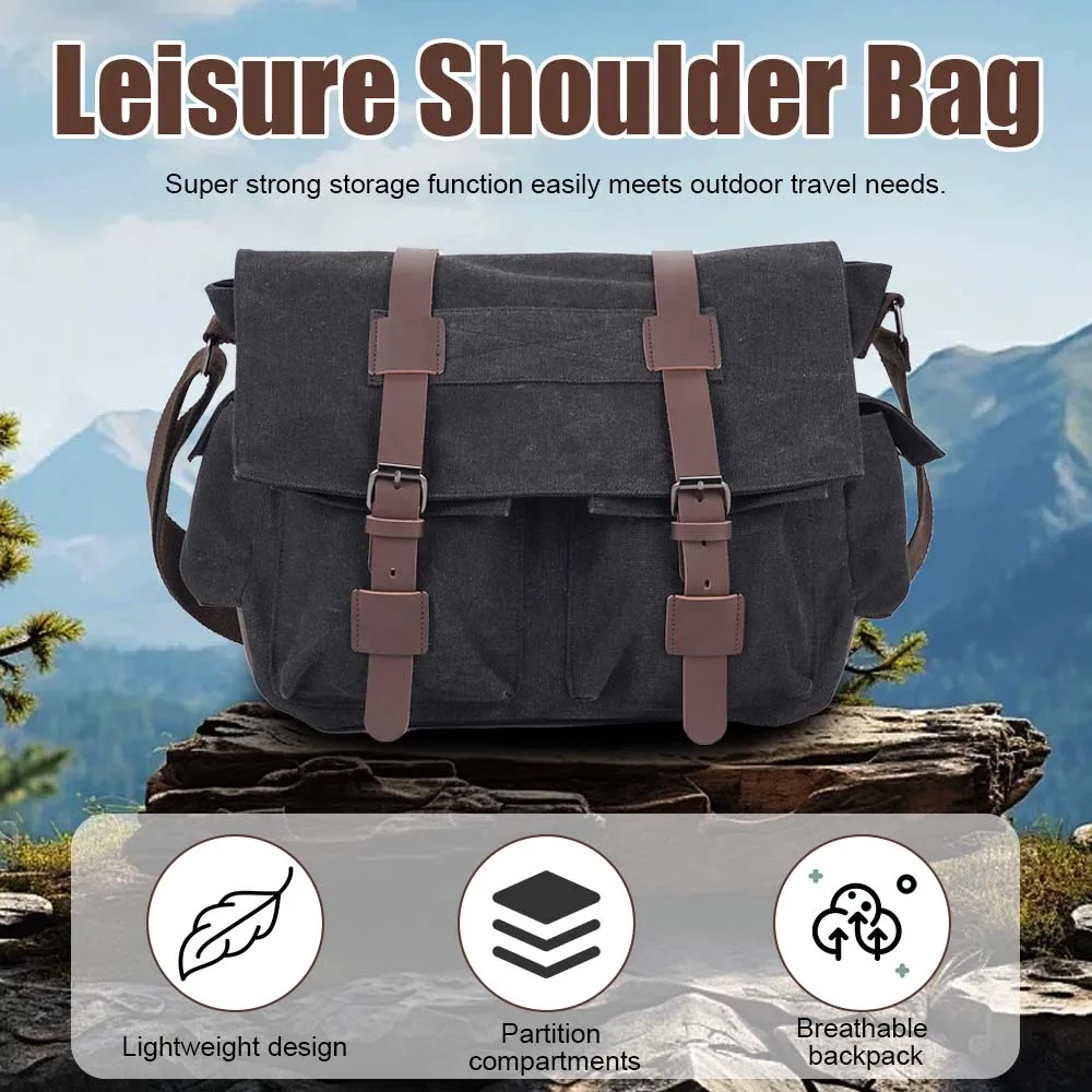 

Черная ретро-сумка через плечо в стиле хип-хоп, модная мужская сумка-мессенджер, многофункциональная сумка для мотоциклистов с отделением для мелочей