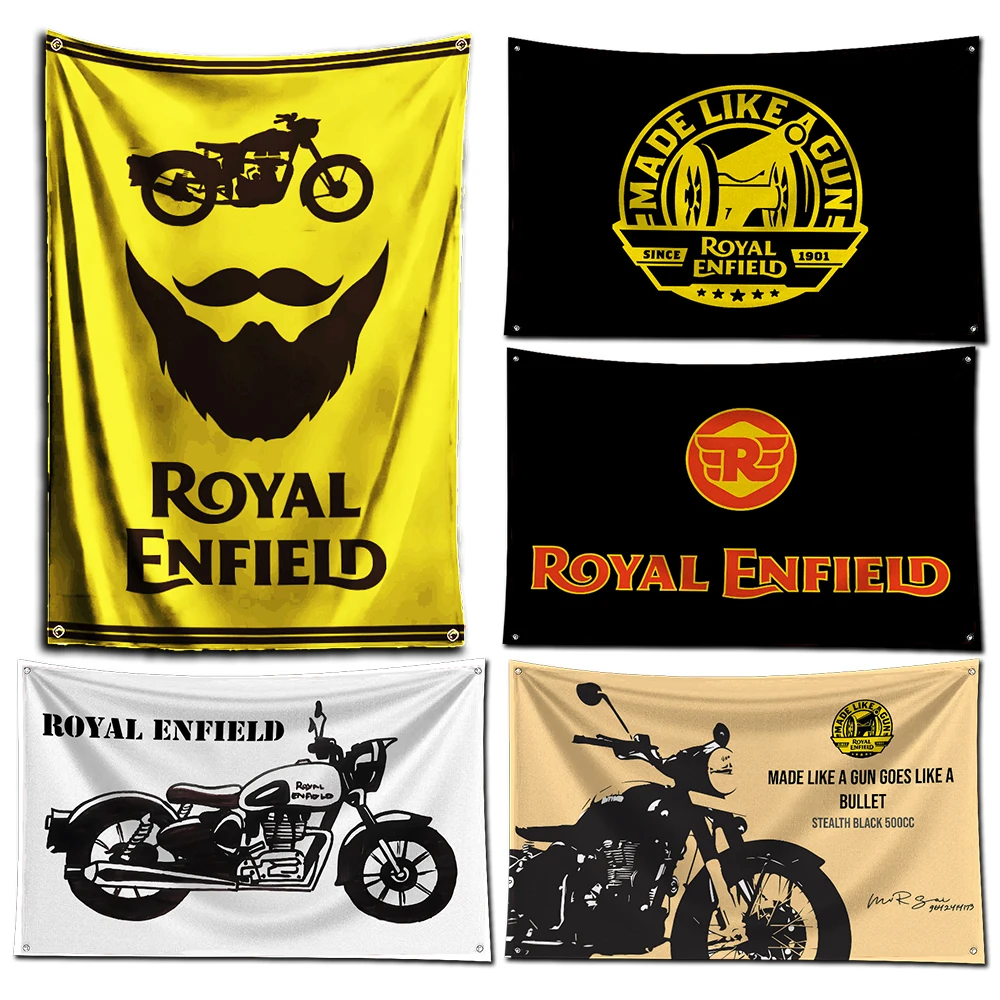 

3x5 Ft Moto Racing Flag Polyester Digital Printing Royals Enfields Banner for Garage Wall Art Out Door Decoration With Grommets