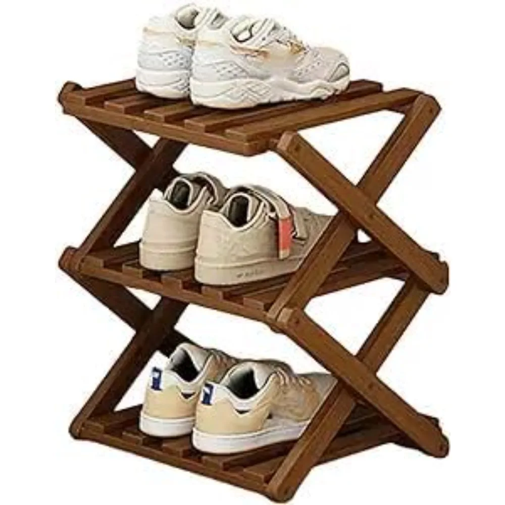 

Bamboo Shoe Rack for Entryway,Installation-Free and Foldable Vertical Shoe Storage Organizer,Free Standing Shoe Racks Shelf