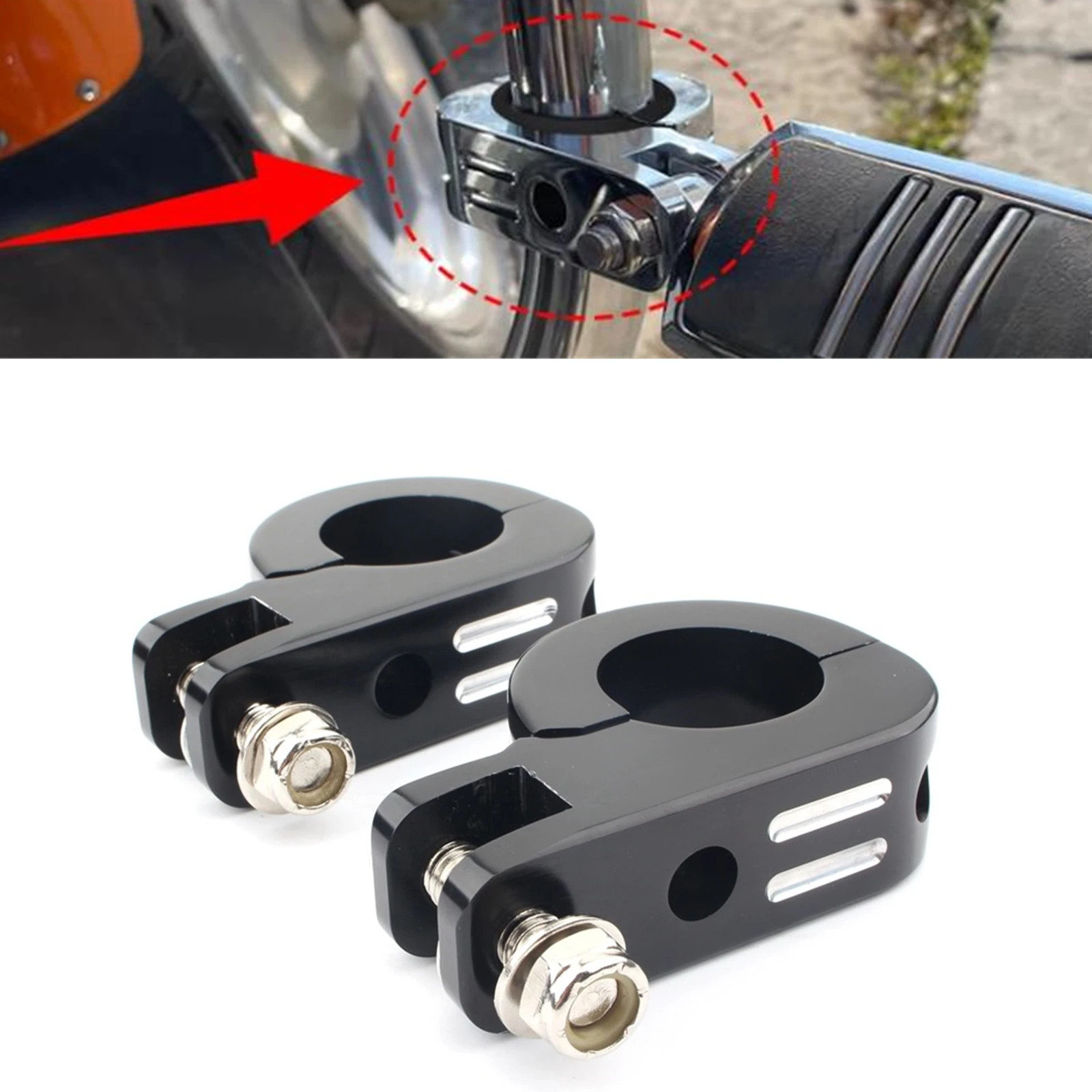 

For Harley Dyna ( 38MM/32MM Engine Guard Bar ) Foot Peg Mount Clamp Bracket Padal Rest Fixed Trestle Support