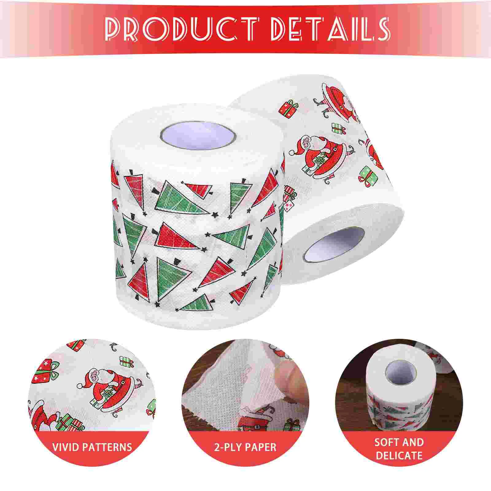 Servilleta navideña con estampado de papel higiénico para suministros de fiesta Servilletas temáticas de tejido de baño retráctil