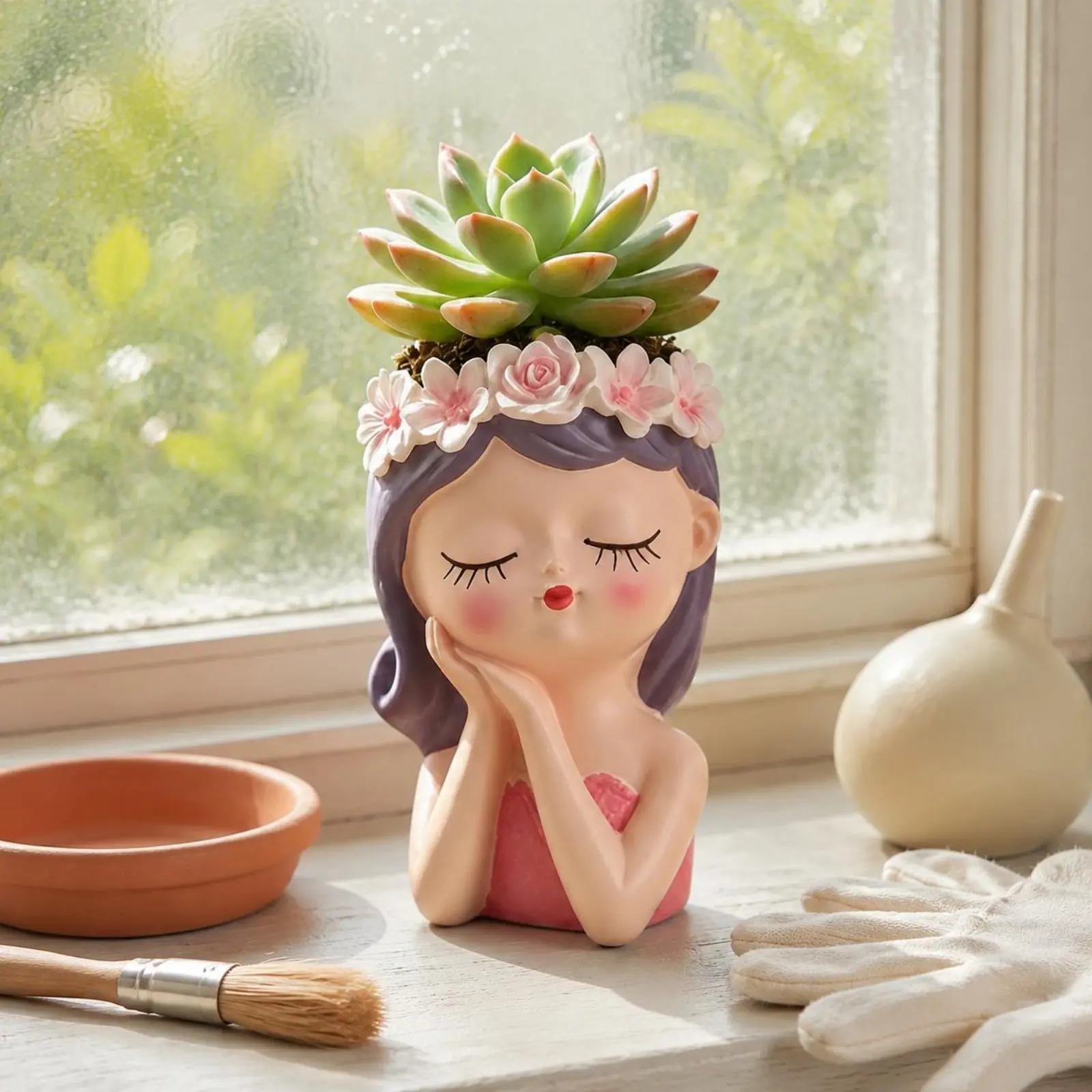 Succulent Planter Decorative Face Flower Pot Cute Plant Pot Whimsical House Decoration