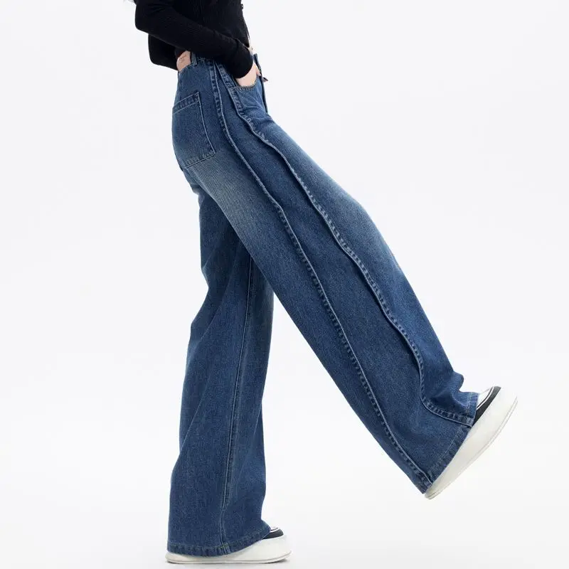 

Clean Fit Wide Leg Jeans for Women Pleating Baggy Jeans Y2k High Waist Wide Leg Pants Spring Autumn Denim Patns Women Clothes