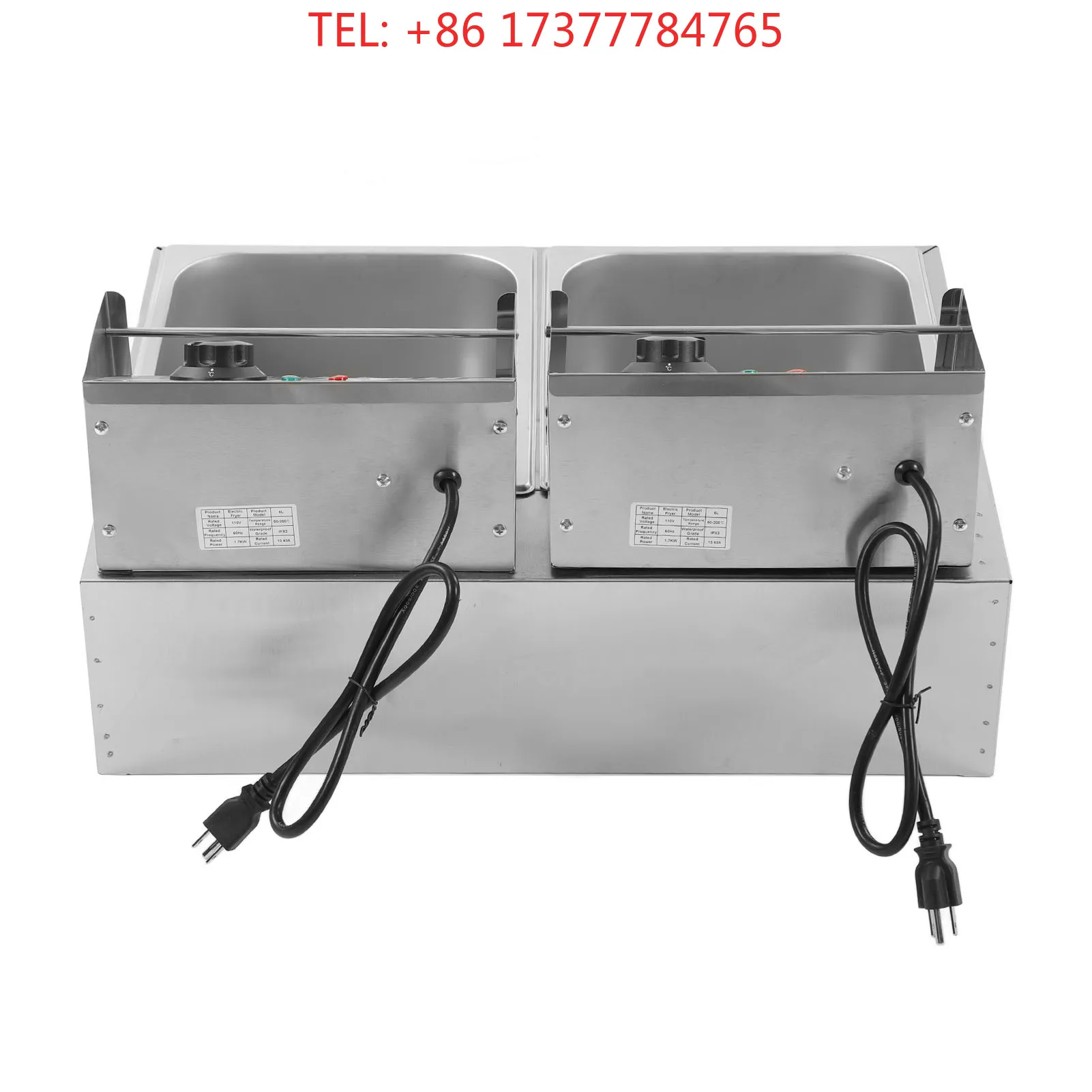 Fryer Stainless Steel 6L Dual Tank Countertop Frying Machine with Two Baskets for Restaurant Kitchen US
