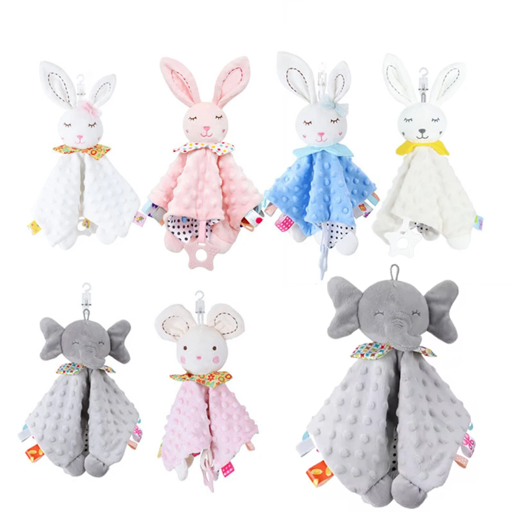 

Cartoon Comforter Blanket Teether Plush Newborn Sleeping Dolls Soother Appease Towel Bibs Kids Fashion Sleep Toy