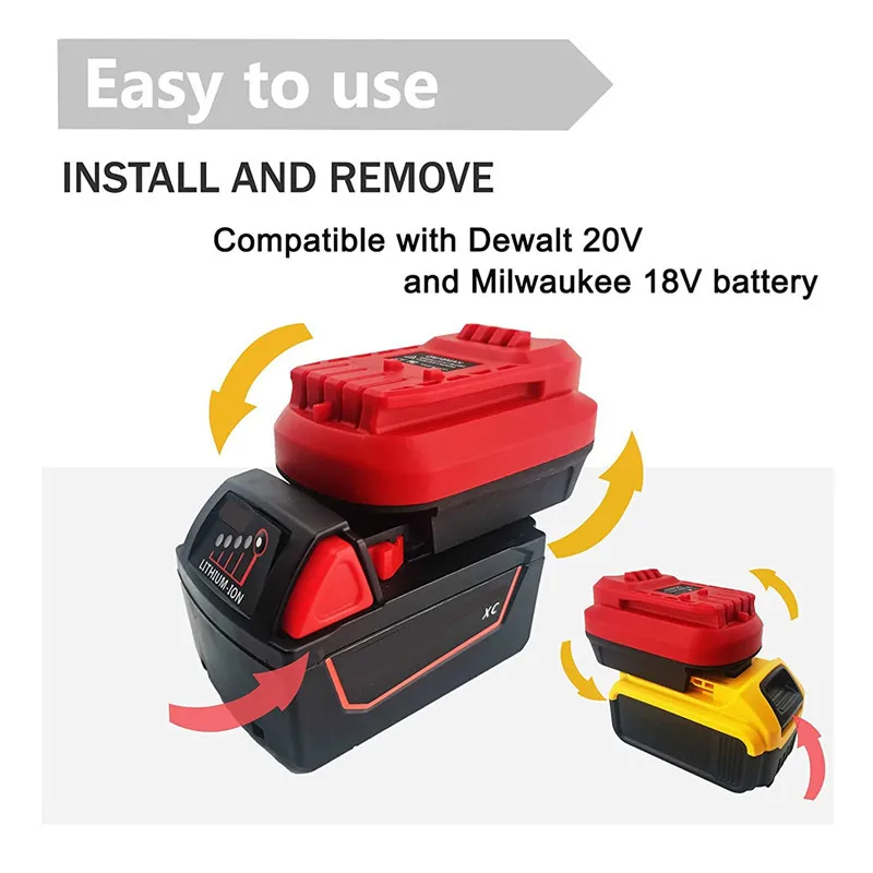 Battery Adapter For Craftsman 20V Cordless Tools,DM18MAN Adaptor For Dewalt 20V/MilWaukee 18V Li-On Battery Convert
