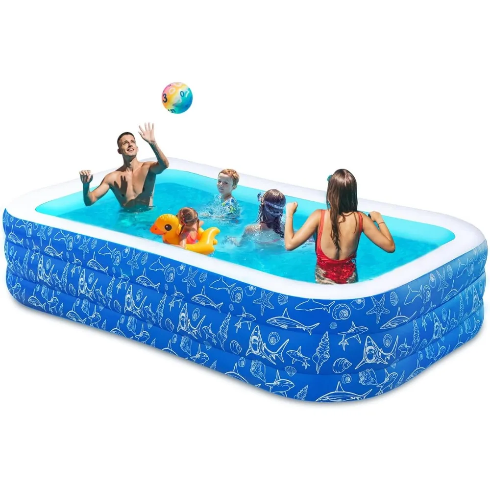 

Nattork Inflatable Pool for Kids and Adults, 102" X 63" X 22" Family Full-Sized Inflatable Swimming Pool,Durable Thickened Above