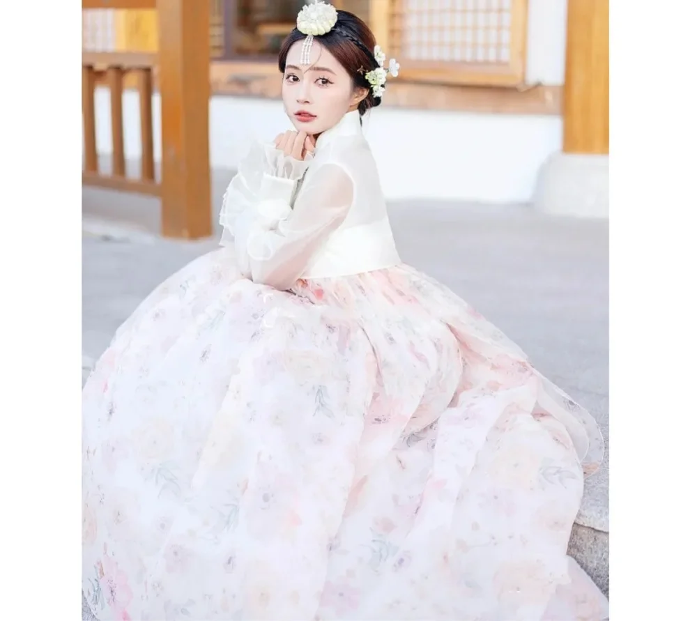 

Palace korean Traditional Costume for Women Elegant Luxury Hanbok Dress Princess Cosplay Anicent Retro Long Robe Wedding Party