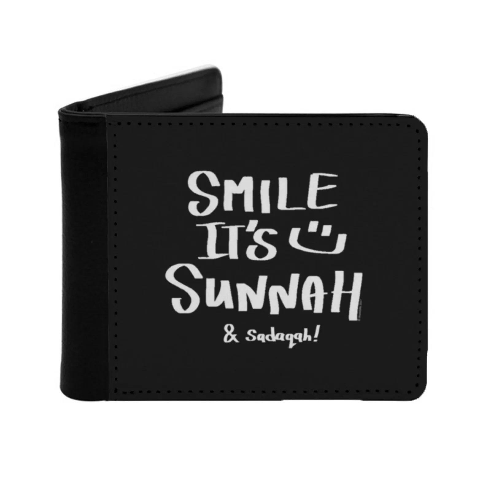 Smile It's Sunnah Sadaqah Ii Personalized Men's Leather Wallet Card Money Bag Pu Leather Wallet Allah God Bismillah Salam Iman