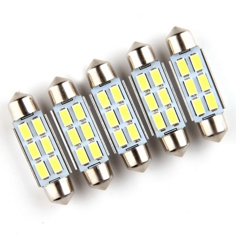 41mm 6SMD 5730 5630 LED Festoon Lights Bulbs for Interior License Plate Lights Car styling 2 pcs/lot Canbus Error Free White