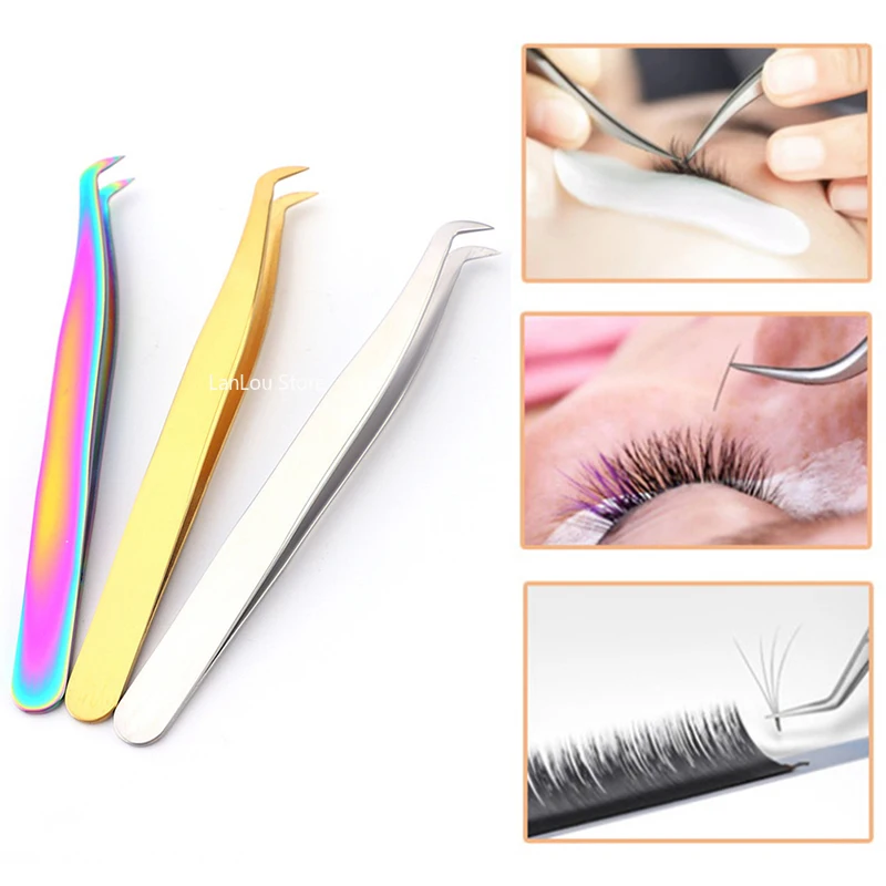 1 Pcs Eyelashes Tweezers Stainless Steel Superhard Tweezers High Precision Anti-static Tweezers for Eyelash Extensions