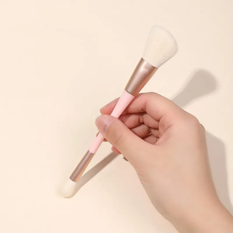 1pc Single Angled Dual Head Fine Soft Bristle Makeup Brush Portable Slanted Head Side Shadow Brush