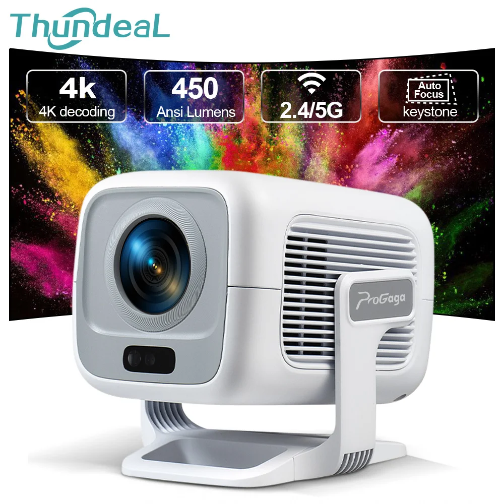 ThundeaL Mini-Projektor PG370 4K FHD 1080P Android Autofokus Smart Home Theater 450ANSI Tragbarer