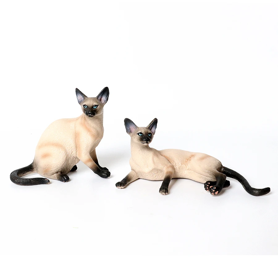 Simulazione Bella Sphynx Gatto senza peli Devon Rex Gatti siamesi Modello dipinto a mano Figurine Cake Topper Regalo di compleanno di Natale