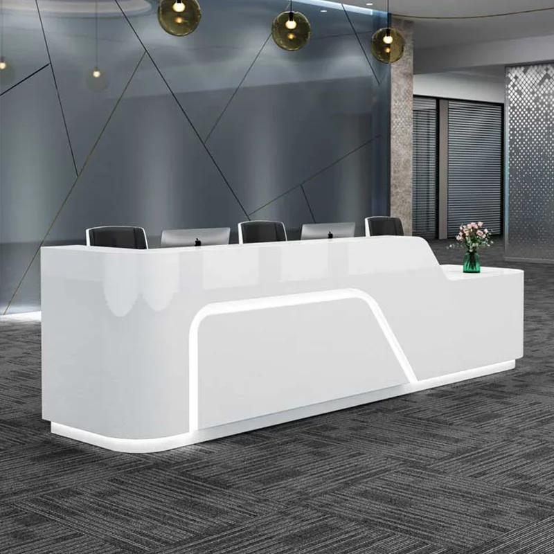 

Modern Office Reception Desk Beauty White Counter Front Salon Standing Reception Desk Cash Mostrador Recepcion Shop Furniture