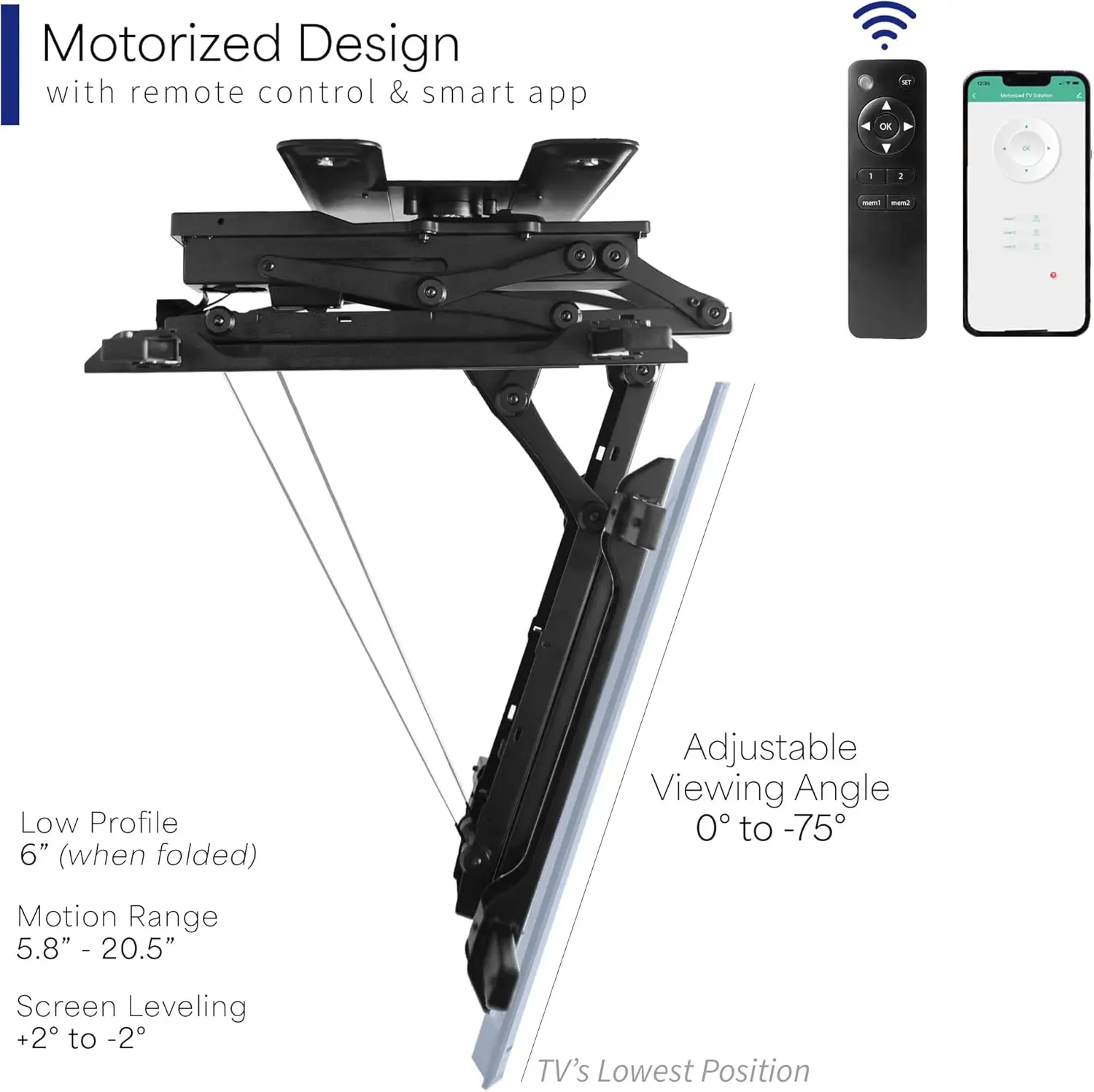 Electric Flip Down Swiveling Ceiling TV Mount for 32 to 70 inch Screens, Large Motorized Flat Ceiling VESA Mount, Master