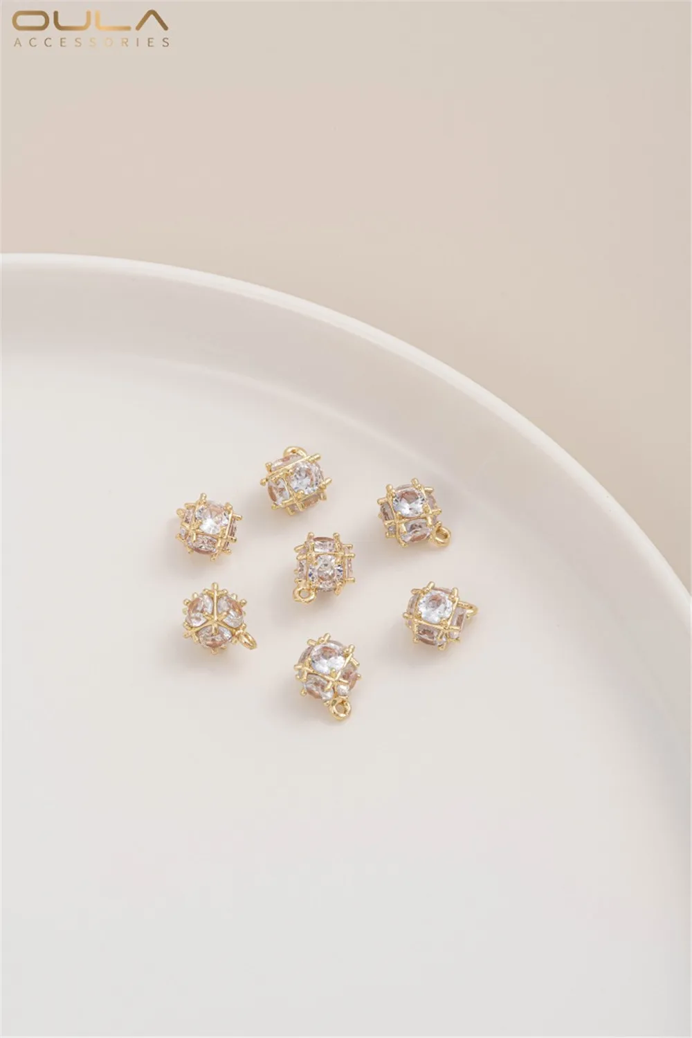 

1PCS 14K Gold-plated Real Gold Accessory Set with Zircon Spherical Pendant, Diy Zirconium Pendant Accessory