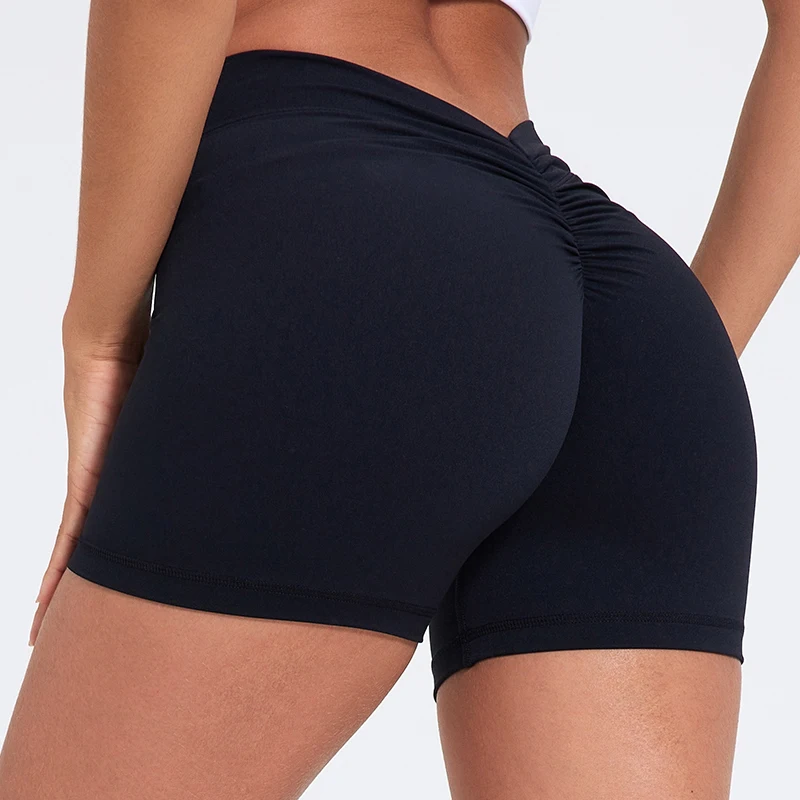 Sexy V-Back Shorts High Waisted Hip Lifting Yoga Shorts Women's Nylon Tight Fitting Shorts Training Sports Fitness Pants image 4