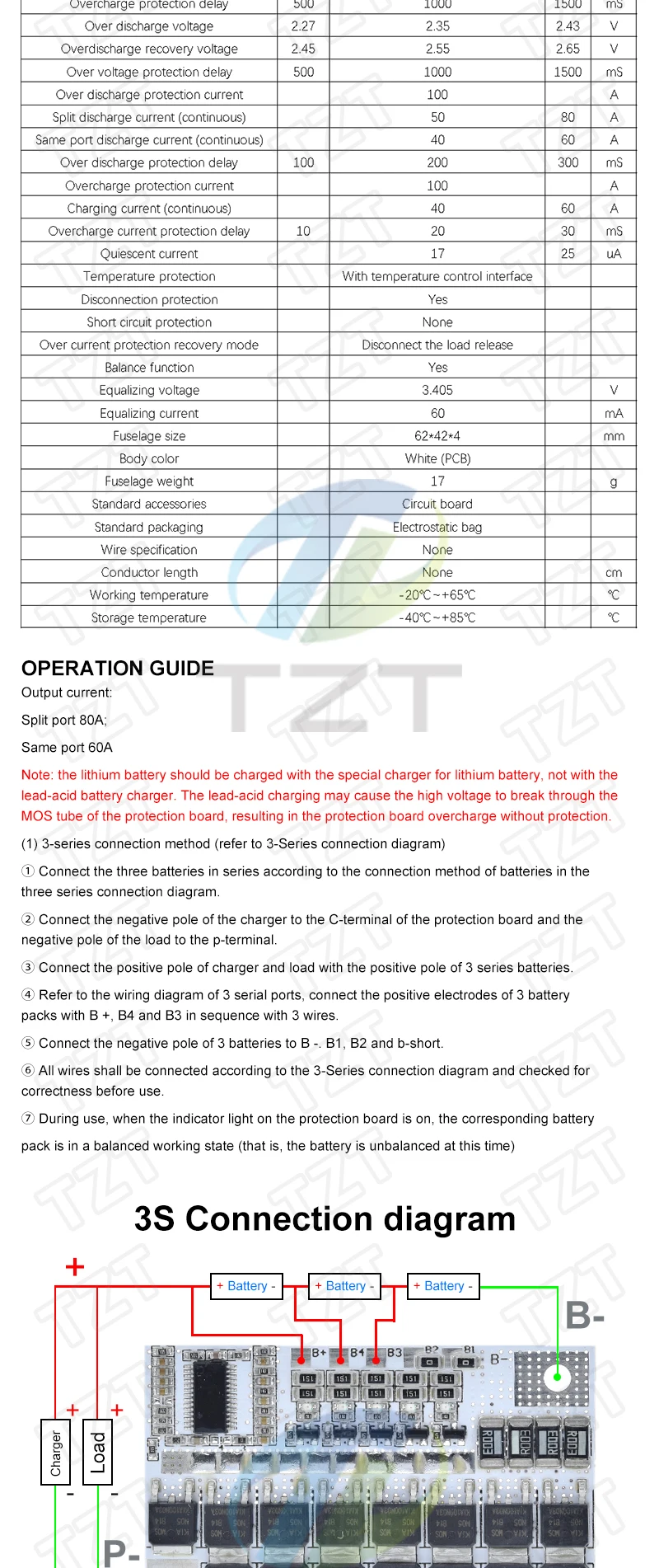 1/5PCS 3s/4s/5s Bms 12v 16,8v 21v 3,7v 100a Li-Ion Lmo Ternäre Lithium-Batterie Schutz Platine Li-polymer Balance – Detail 7