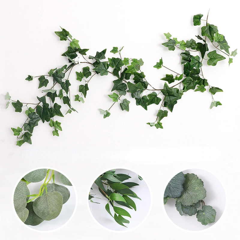 Artificial Eucalyptus Garland Vines Fake Ivy Creeper Greenery Plants Wreath for Wall Room Garden Wedding Party DIY Wreath