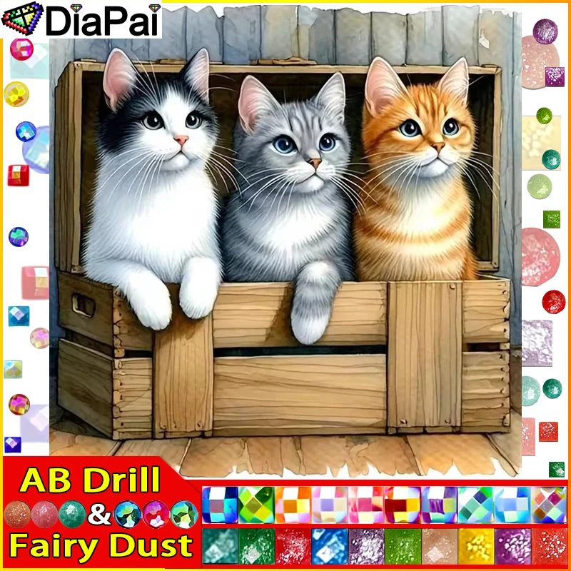 

DIAPAI Fairy Dust AB Diy полная квадратная круглая дрель 5D алмазная живопись Алмазная вышивка "Кошачья коробка" домашний декор подарок