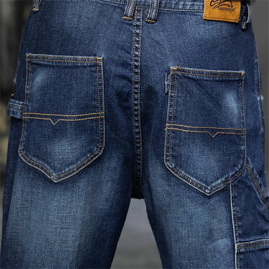 44 Plus Size Jeans Men Denim Pants Fashion Casual Multiple Pockets Cargo Jeans Male Baggy Jeans Big Size