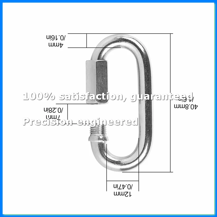 Connecteur de chaîne en acier inoxydable 4MM, 12 pièces, connecteur de chaîne à verrouillage en forme de D, robuste, pour mousqueton, charge maximale 500 lb-A69M