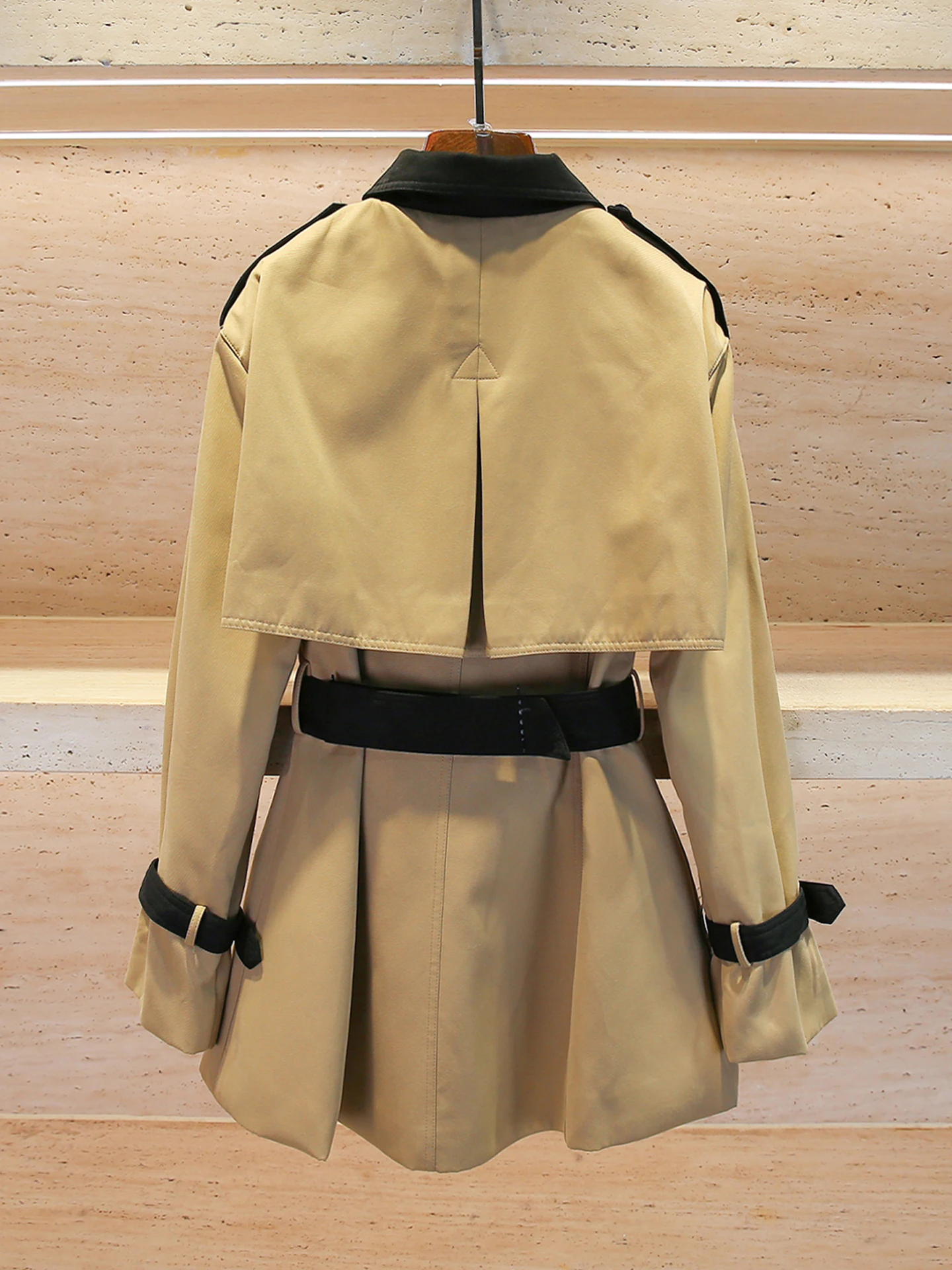 الراقية الخريف الشتاء بريتي Sle سترة واقية معطف مع حزام الوقوف طوق ركاب فضفاضة تناسب طويلة Sve منتصف طول #2