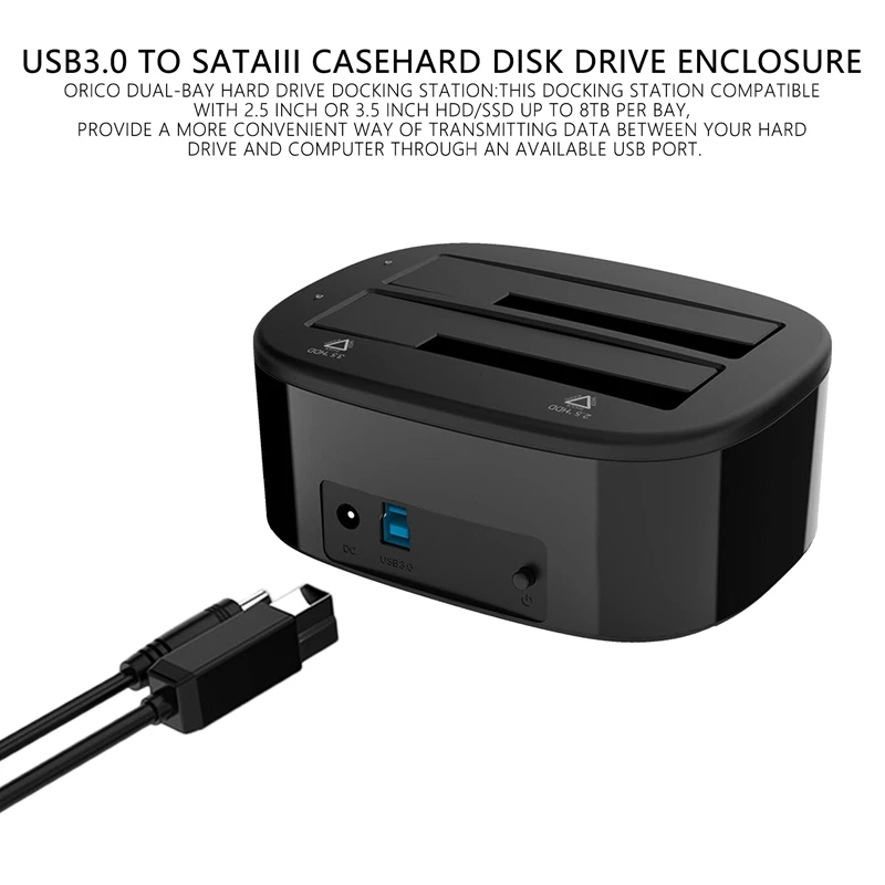 ORICO 6228US3 3,5-дюймовый двойной отсек USB 3.0 для Sata Hdd Ssd Чехол Док-станция Жесткий диск Инструмент Бесплатный дубликатор 16 ТБ для ПК (вилка европейского стандарта)