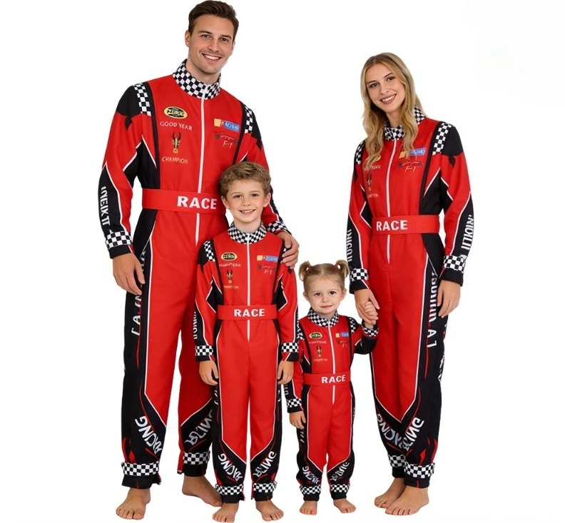 Costume da Corsa Classico Unisex, Tuta Rossa per Allenamento e Gare, Ideale per Halloween e Karting