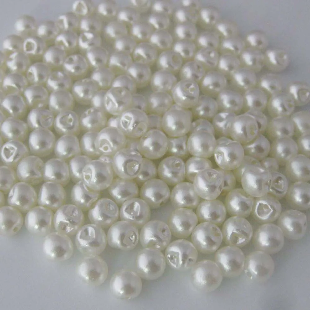 200Pcs Side Hole Cream Color Plastic Pearl Buttons For Garment 6mm/8mm/10mm/12mm DIY Sewing Accessories