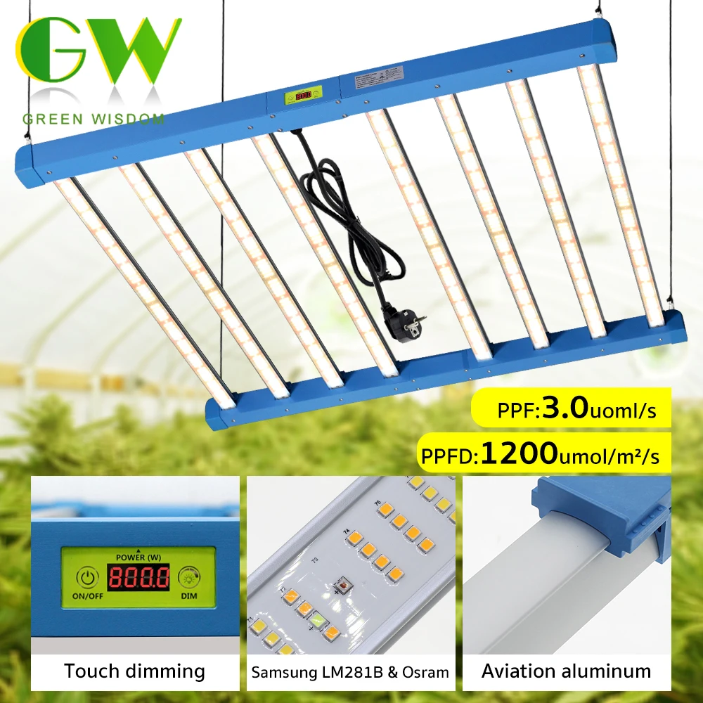 Detachable 800W Full Spectrum LED Grow Light for Greenhouse Indoor Plants LM281B Vegs Flower Growing Touch Dimming Phyto Lamp