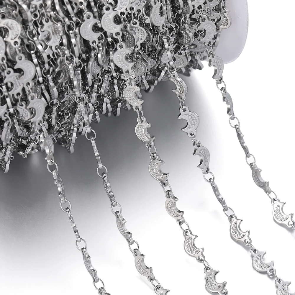 1m roestvrijstalen handgemaakte ketting reliëf ster maan hartvormige schakelkettingen voor doe-het-zelf armband taille ketting sieraden maken ketting - afbeelding 1