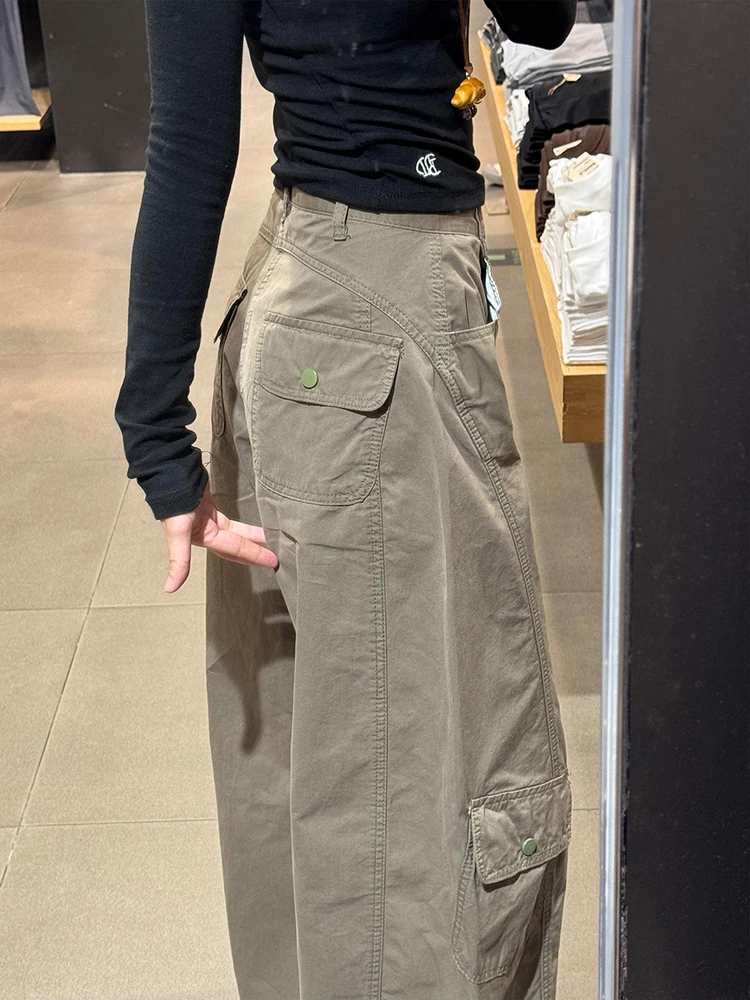 

Khaki Blade Work Pants Men's Early Autumn American Sle Multi-ket Wide Leg Straight Loose Casual Long Trousers